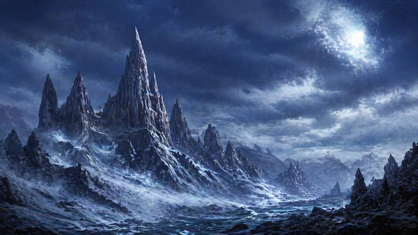 Misty Mountain Peaks Desktop Wallpaper