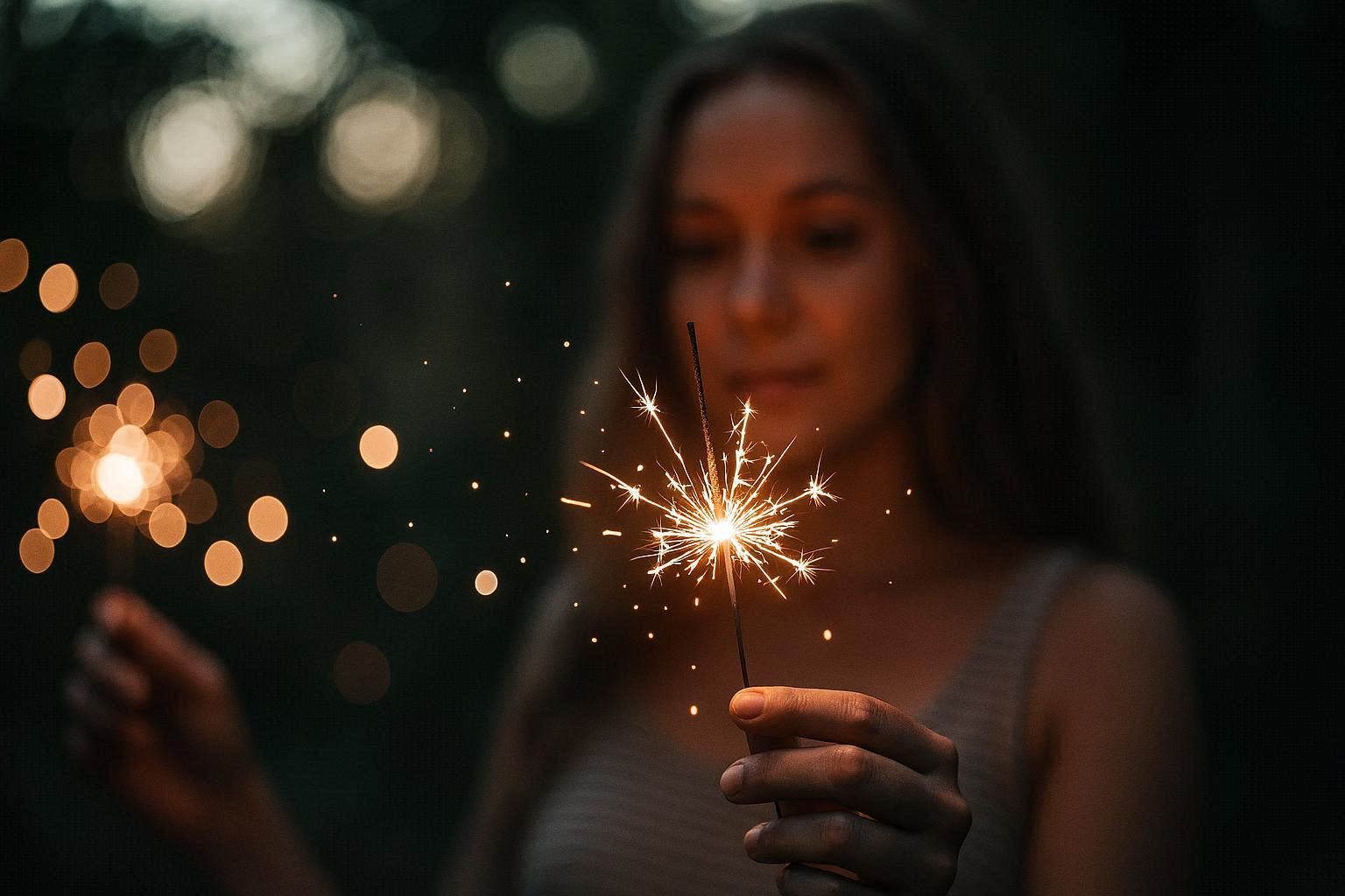 Night Sparkler Glow Desktop Wallpaper