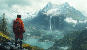 Adventurer Mountain Landscape Wallpaper for Desktop, Laptop, Mobile in 4K