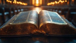 Antique Book Wallpaper: Old Bible, Golden Pages, Classic Literature