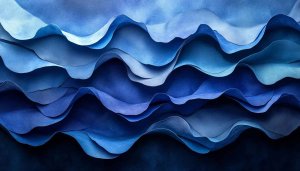 Abstract Blue Waves Wallpaper, Aesthetic Background for Desktop, Mobile