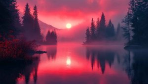 Red Sky Lake Wallpaper, Nature Wallpaper, Landscape Wallpaper, 4k Wallpaper