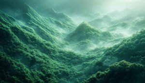 Lush Mountain Wallpaper: Green Forest Scenery for Desktop Background