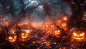 Halloween Pumpkin Wallpaper: Spooky Glowing Jack O Lanterns 4K