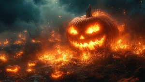 Halloween Pumpkin Wallpaper: Fire, Scary, Spooky, Desktop Background