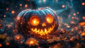 Glowing Halloween Pumpkin Wallpaper, Jack O Lantern Background, 4K