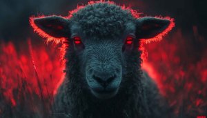Dark Sheep Wallpaper: Red Eyes, Animal Wallpaper, Scary, Horror Theme