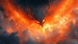 Fiery Phoenix Wallpaper: Orange Bird, 4K for Desktop & Mobile