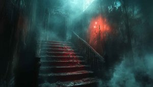 Horror Wallpaper: Scary Haunted House, Spooky Stairs, Gothic Aesthetic