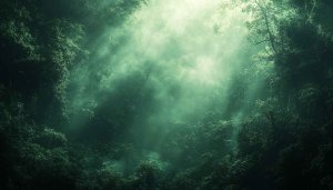 Mystical Forest Wallpaper: Dark Green Aesthetic Nature Scenery for Desktop