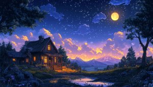 Full Moon Night Scenery Wallpaper 4K, Landscape Wallpaper