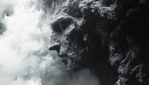 Monochrome Stone Statue Wallpaper, Dark Art, Face Profile, 4k Wallpaper