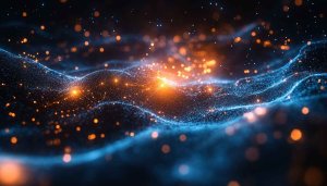 Abstract Particles Wallpaper: Blue and Orange Sparkle Background Desktop, Laptop
