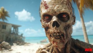 Zombie Wallpaper, Beach Scene, Horror Background, Undead Theme, 4K