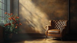 Vintage Room Wallpaper, Antique Chair Background, Luxury Interior Design Image