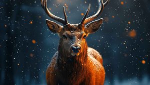 Winter Deer Wallpaper: Snowfall Scenery, Animal Theme, 4K Resolution