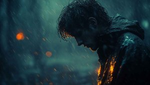 Rain Wallpaper: Sad Man in Rain, 4k, Desktop & Mobile