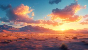 Scenic Desert Landscape Wallpaper at Sunset 4K for Desktop