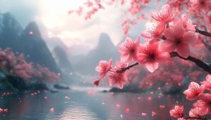 Beautiful Cherry Blossom Wallpaper: Aesthetic Spring Landscape Scenery in 4K