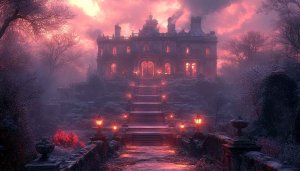 Halloween Mansion Wallpaper, Haunted House Background, Spooky Castle Wallpapers