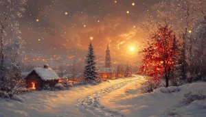 Winter Christmas Wallpaper: Snowy Scenery for Desktop, Laptop, Phone