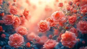 Peach Roses Wallpaper: Floral Wallpaper, Flower Wallpaper, Aesthetic Wallpaper