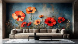 Poppy Flower Wallpaper for Desktop, Artistic Floral Home Decor