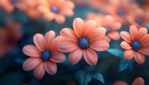 Peach Flower Wallpaper, Floral Desktop Background, Aesthetic Nature Image