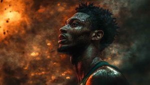 Basketball Player Wallpaper: Intense, Sweaty, Athlete, 4K Wallpaper