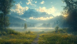 Mountain Landscape Wallpaper, Forest, Nature Scene, Meadow, 4k Wallpaper