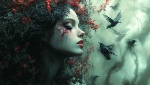 Dark Fantasy Girl Wallpaper, Raven Wallpaper, Gothic Wallpaper, Aesthetic Wallpaper