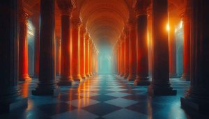 Palace Wallpaper: Grand Hall, Architecture, Columns, 4K, Phone, Desktop