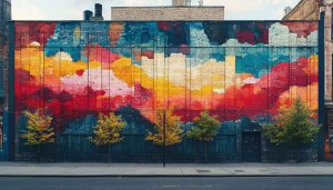 Colorful Brick Wall Art Wallpaper, Urban Landscape Desktop Background