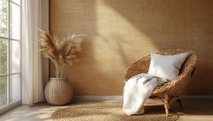 Boho Wallpaper, Wicker Furniture Wallpaper, Home Decor Wallpaper for Desktop