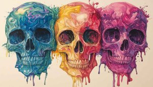Colorful Skull Wallpaper, Halloween Wallpaper, Skull Art, Desktop Wallpaper