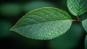Green Leaf Wallpaper: Water Droplets, Nature Wallpaper, Desktop Background