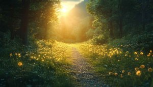Sunlight Forest Wallpaper, Nature Wallpaper, Landscape Wallpaper, Aesthetic Wallpaper