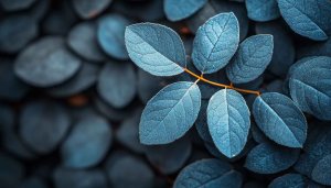 Aesthetic Leaves Wallpaper: Blue Leaf Plant Wallpaper for Phone Desktop