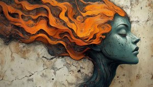 Surreal Woman Art Wallpaper with Orange Hair | 4k Wallpaper