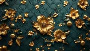 Golden Flowers Aesthetic Wallpaper for Desktop, Laptop, Mobile | 4k