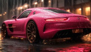 Pink Mercedes Benz wallpaper, luxury car wallpaper, rainy wallpaper