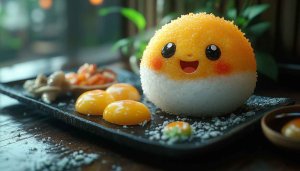 Cute Food Wallpaper: Smiling Rice Ball HD for Desktop & Mobile