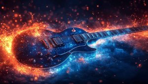 Guitar Wallpaper: Electric, Galaxy, Music, Fire, 4k, Desktop Background