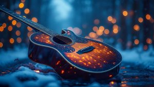Acoustic Guitar Wallpaper: Musical Instrument Bokeh Lights Ambiance 4K