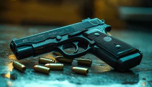 Gun Wallpaper: Beretta pistol, ammo, 4k wallpaper, desktop background