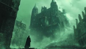 Fantasy Castle Wallpaper, Dark Scenery, Mystic Architecture, Green Aesthetic