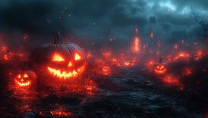 Halloween Wallpaper: Spooky Pumpkin Landscape Background for Desktop & Mobile