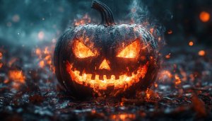 Fiery Halloween Pumpkin Wallpaper, Scary Halloween Theme Backgrounds
