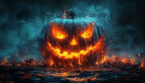 Spooky Halloween Pumpkin Wallpaper, Jack O Lantern Desktop Background