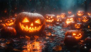 Halloween Pumpkin Wallpaper: Scary Glowing Jack-o'-Lanterns 4k Wallpaper